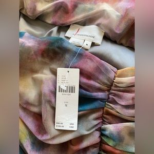 Anthropologie Watercolor Mesh Ruched Strapless ONE-PIECE DRESS